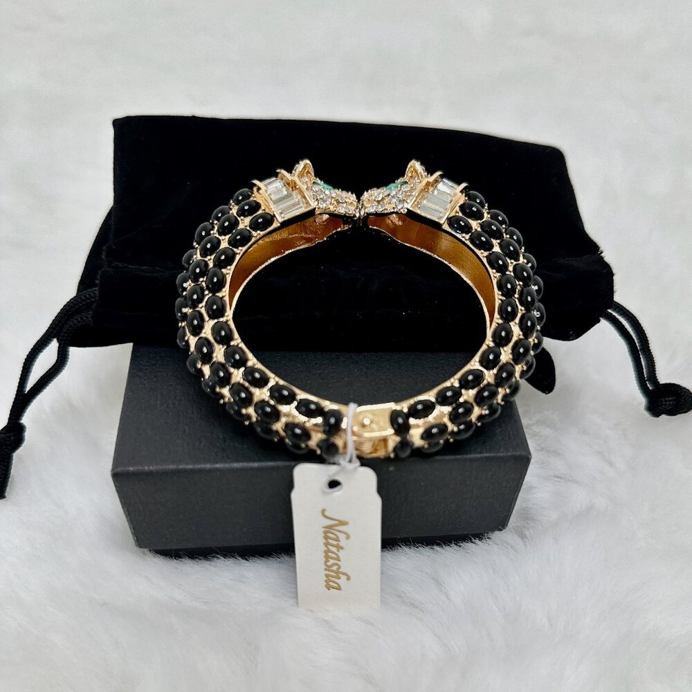 Natasha Couture Gold & Black Panther Bracelet - Picture 2 of 13